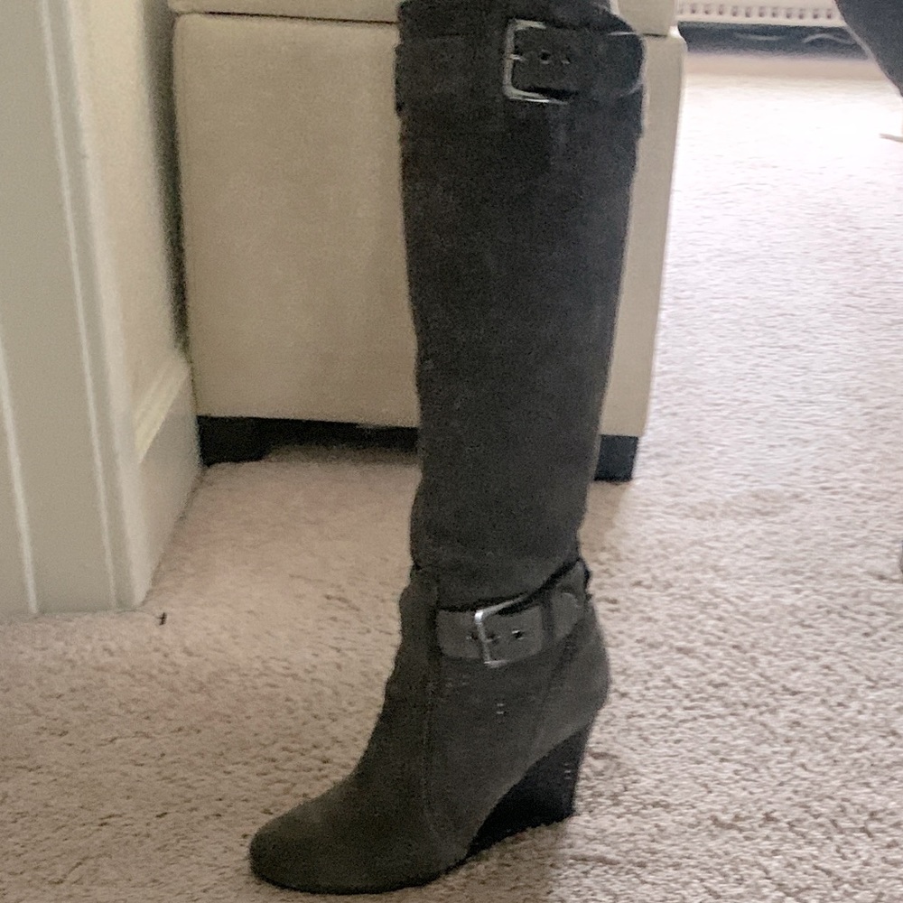 Suede Gray Boots, Adjustable Width - image 1